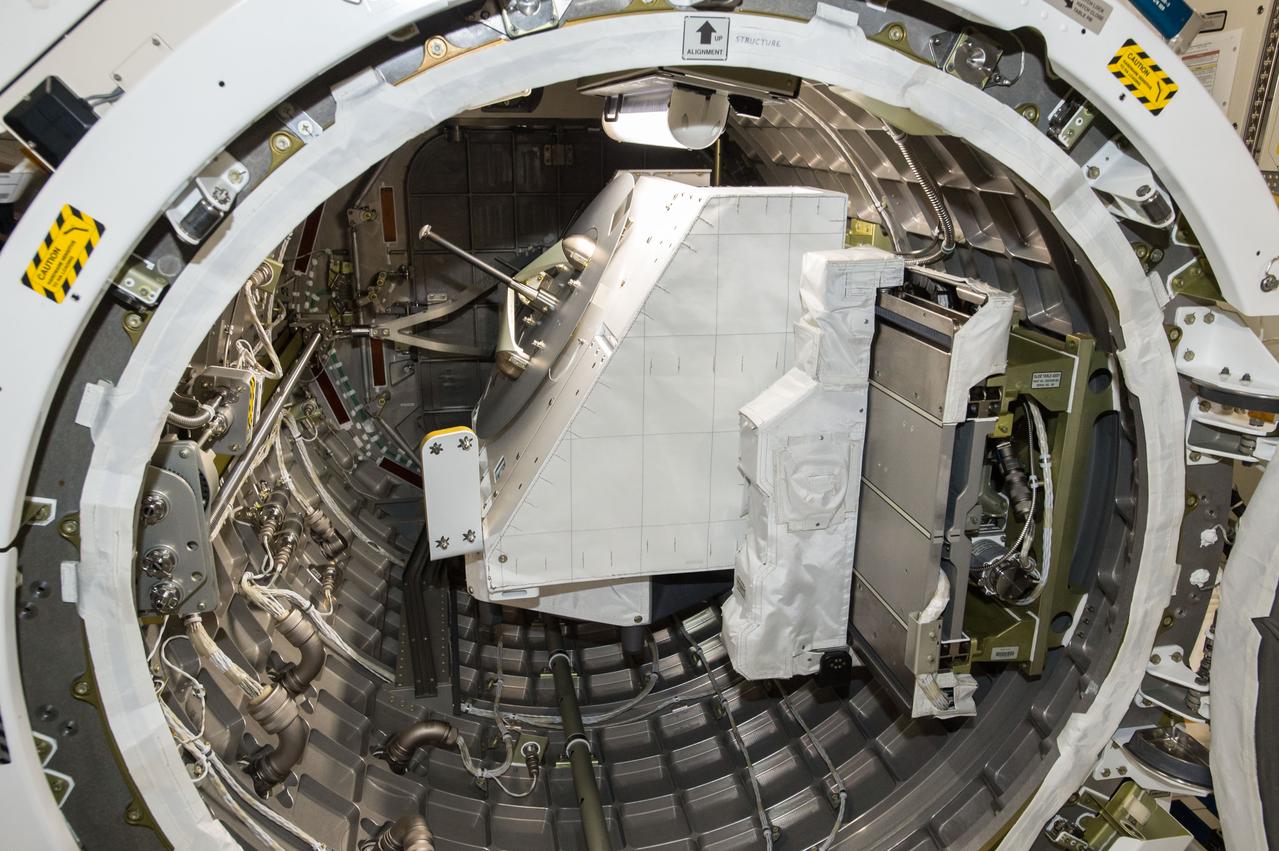 iss048e049218 (8/4/2016) --- Documentation of the NanoRacks External Platform (NREP) installed on the JEM (Japanese Experiment Module) Airlock (JEMAL) Slide Table (retracted into the JEMAL). Image was taken in the Kibo Japanese Experiment Pressurized Module (JPM). The NanoRacks External Platform is a compact research platform fitted for versatile use on the exterior of the International Space Station (ISS).