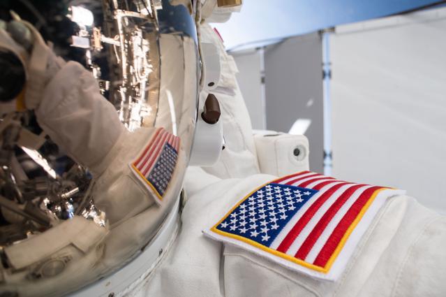 NASA image: Williams photographs his EMU during EVA 37