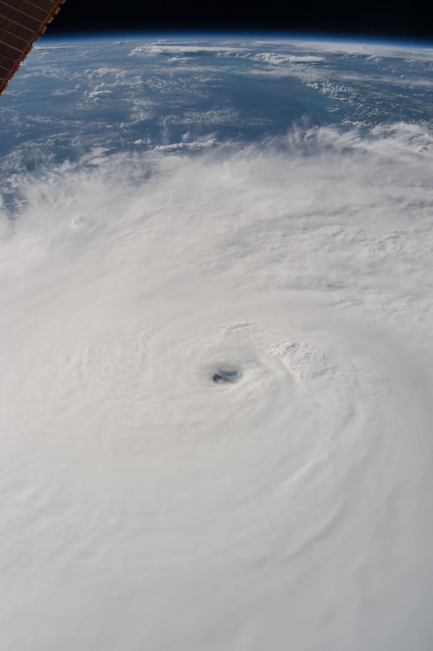 ISS049e028067 (10/03/2016) --- Hurricane Matthew, a huge category 4 level storm, as seen from the International Space Station Oct. 3, 2016. Packing winds of 140 miles an hour as a Category 4 hurricane, Matthew passed over western Haiti and eastern Cuba Oct. 4 before charging north over the Bahamas Oct. 5 and potentially threatening the east coast of the United States later in the week.