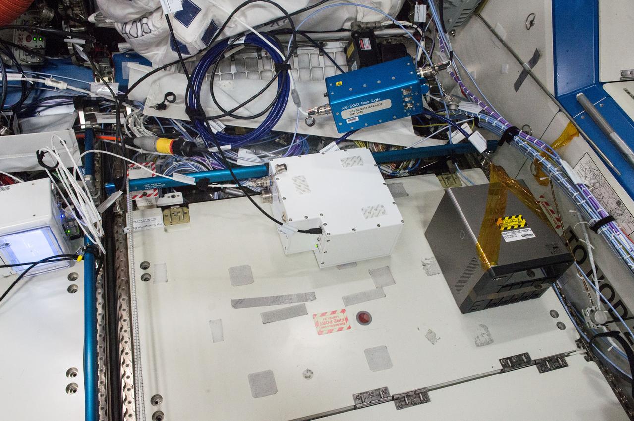 iss050e013233 (12/2/2016) --- A view during the Fast Neutron Spectrometer (FNS) Hardware Setup, in the U.S. Laboratory. The Fast Neutron Spectrometer (FNS) investigation studies a new neutron measurement technique that is better suited for the mixed radiation fields found in deep space. Future manned and exploration missions benefit from clearer, more error-free measurement of the neutron flux present in an environment with multiple types of radiation.