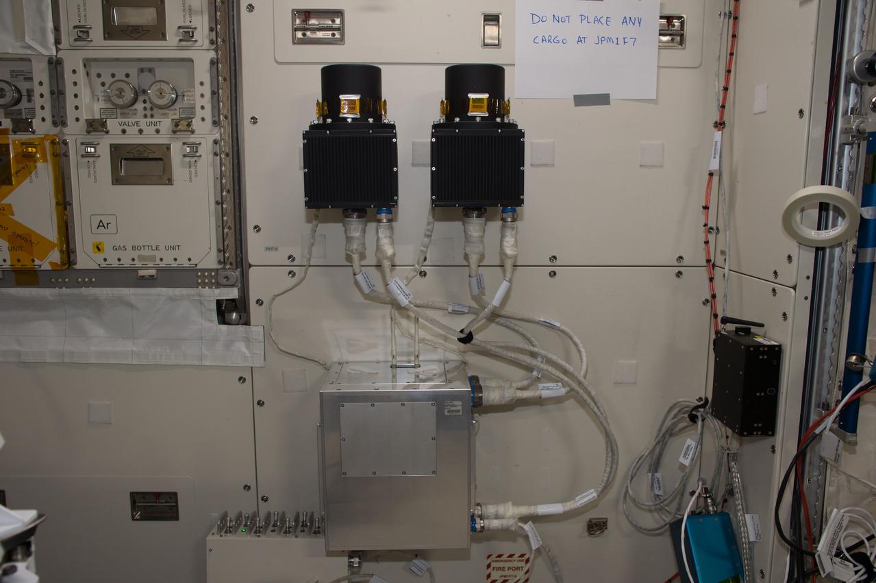 iss050e016008 (12/14/2016) --- A view during Position Sensitive-Tissue Equivalent Proportional Chamber (PS-TEPC) Installation aboard the International Space Station (ISS) The PS-TEPC is a radiation measuring instrument that measures absorbed doses and path length of space radiation particles simultaneously, and determines the real time Liner Energy Transfer (LET), and equivalent doses, to assess radiation risk to crew members during space flight. Bio Dosimeters are also visible.