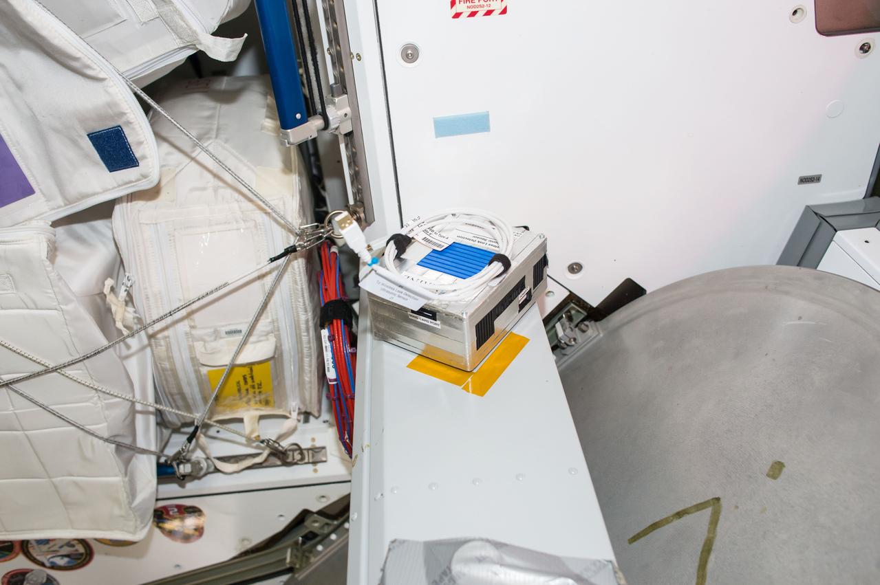 iss050e035313 (1/26/2017) --- A view of the Wireless Leak Detector Ultrasonic Sensor aboard the International Space Station (ISS). The Joint Leak Detection and Localization Based on Fast Bayesian Inference from Network of Ultrasonic Sensor Arrays in Microgravity Environment (Wireless Leak Detection) investigation compares signals received at various ultrasonic sensors to reveal the location of air leaks, which can then be repaired.