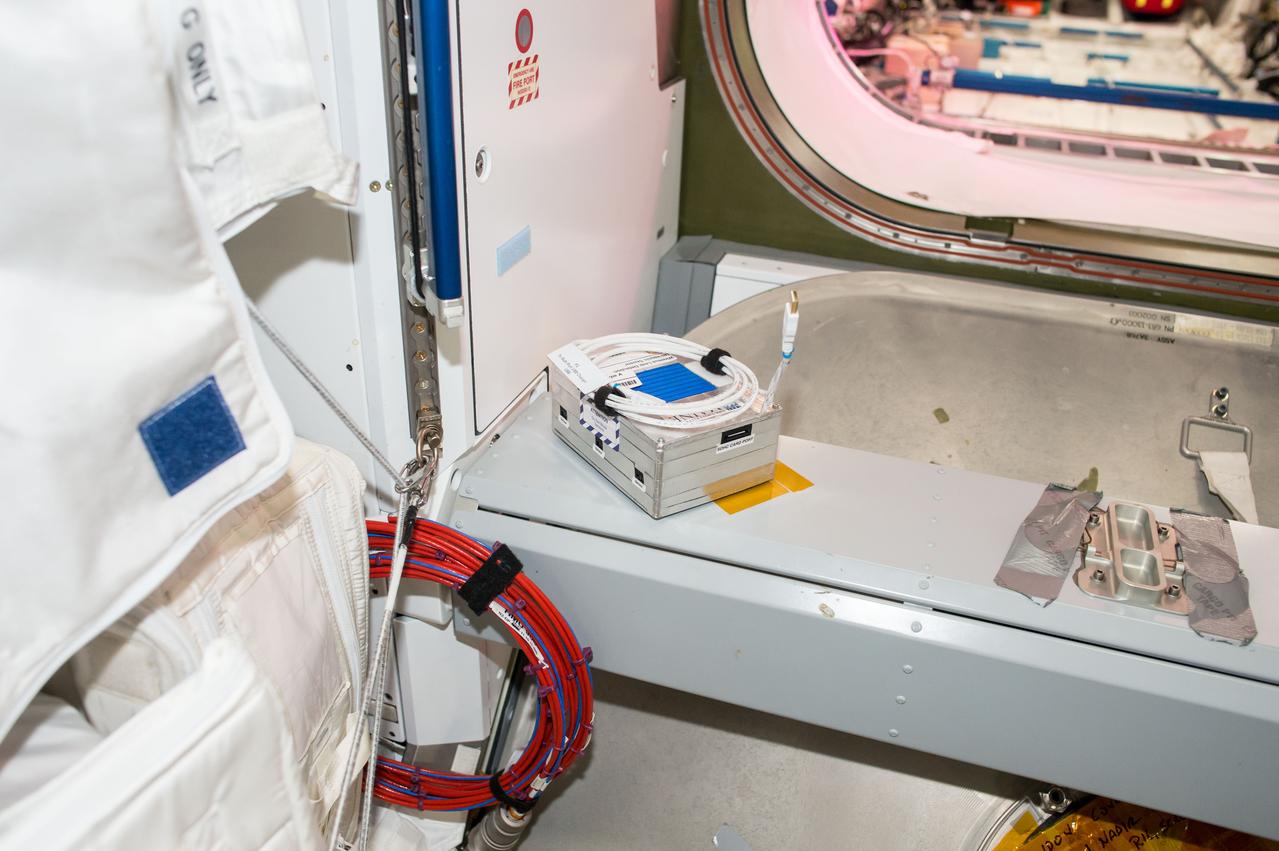 iss050e035314 (1/26/2017) --- A view of the Wireless Leak Detector Ultrasonic Sensor aboard the International Space Station (ISS). The Joint Leak Detection and Localization Based on Fast Bayesian Inference from Network of Ultrasonic Sensor Arrays in Microgravity Environment (Wireless Leak Detection) investigation compares signals received at various ultrasonic sensors to reveal the location of air leaks, which can then be repaired.