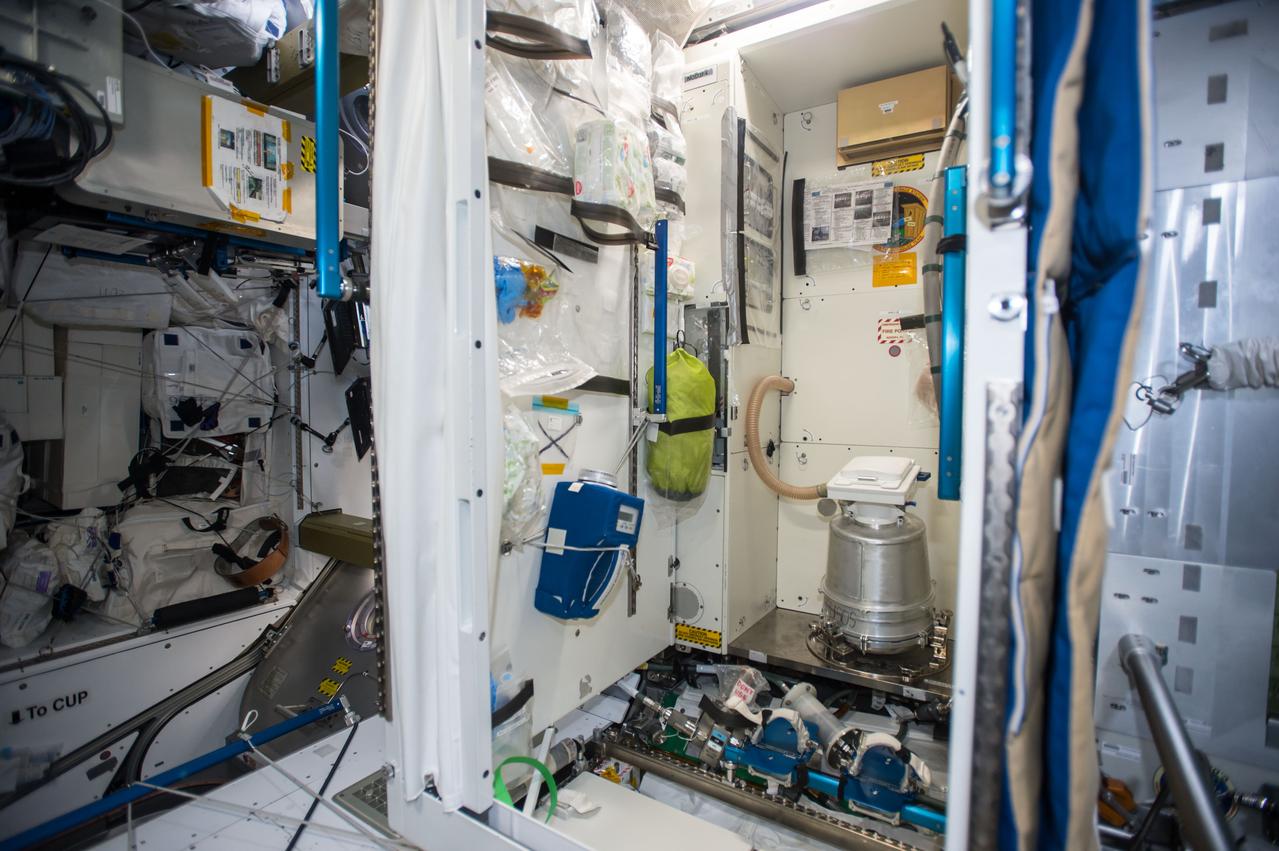 iss052e006450 (Jun. 23, 2017) --- Microbial Tracking-2 by the toilet in the node 3 module monitoring microbes present to assess the health environment on the International Space Station (ISS) and understand the effects of the spaceflight environment on viral and microbial pathogen dynamics.