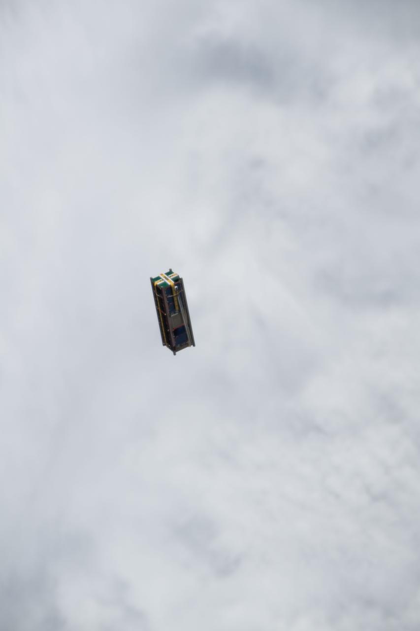 iss053e234621 (11/21/2017) --- A view of OSIRIS-3U Satellite Deployer Number 8 after deployment from the NanoRacks CubeSat Deployer Number 13. OSIRIS-3U is an integrated CubeSat that conducts measurements of the Earth’s ionosphere, in coordination with a ground-based astronomy observatory.