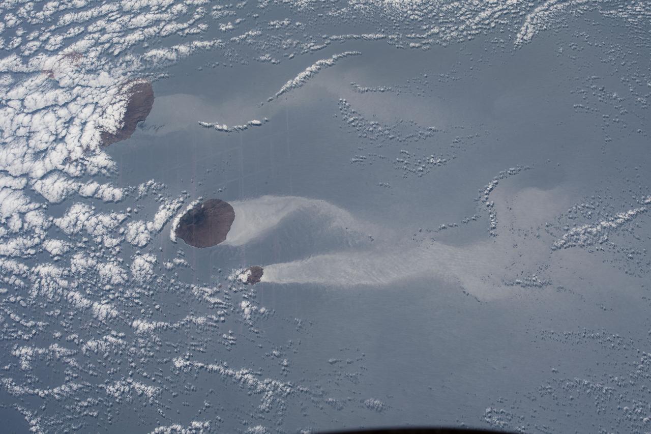 iss055e023639 (April 14, 2018) --- A trio of islands that are part of the volcanic ten-island nation of Cape Verde is pictured off the northwestern coast of Africa as the International Space Station orbited over the Atlantic Ocean.