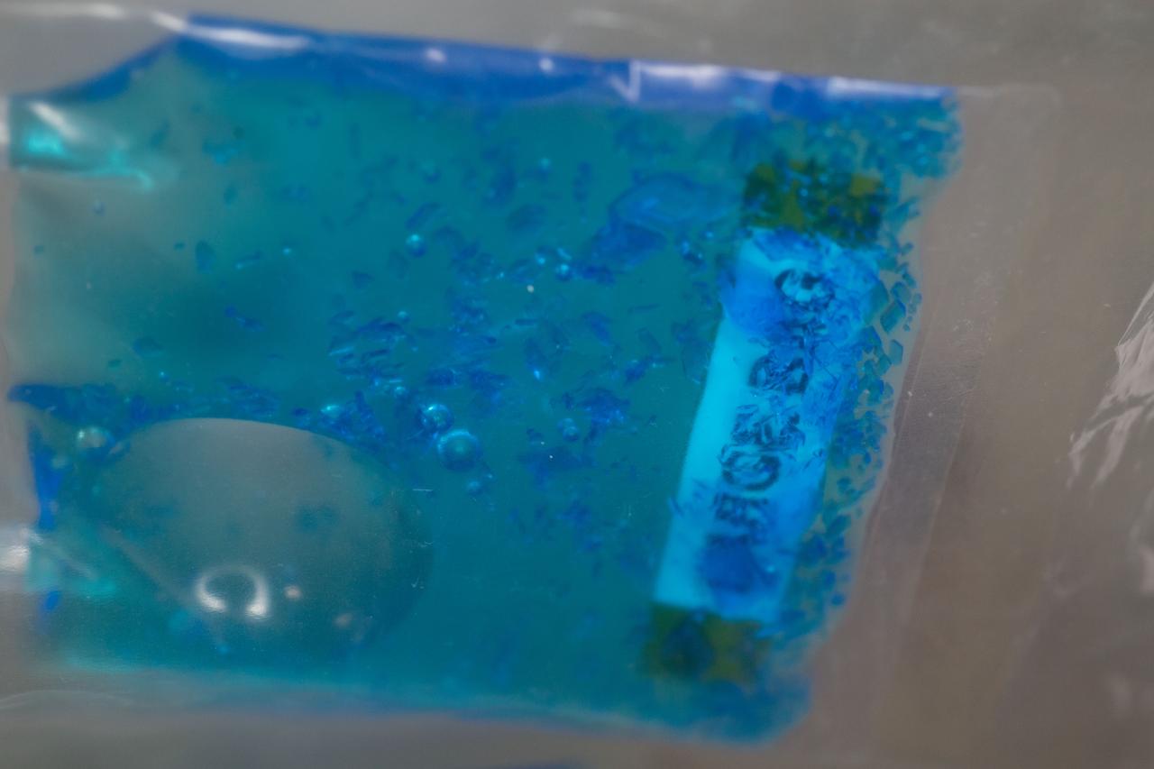 iss055e043707 (Apr. 30, 2018) --- A close look at crystals grown under experimental conditions controlled by middle and high school students as part of the CASIS PCG-9 investigation to examine the effects of microgravity on crystal growth.