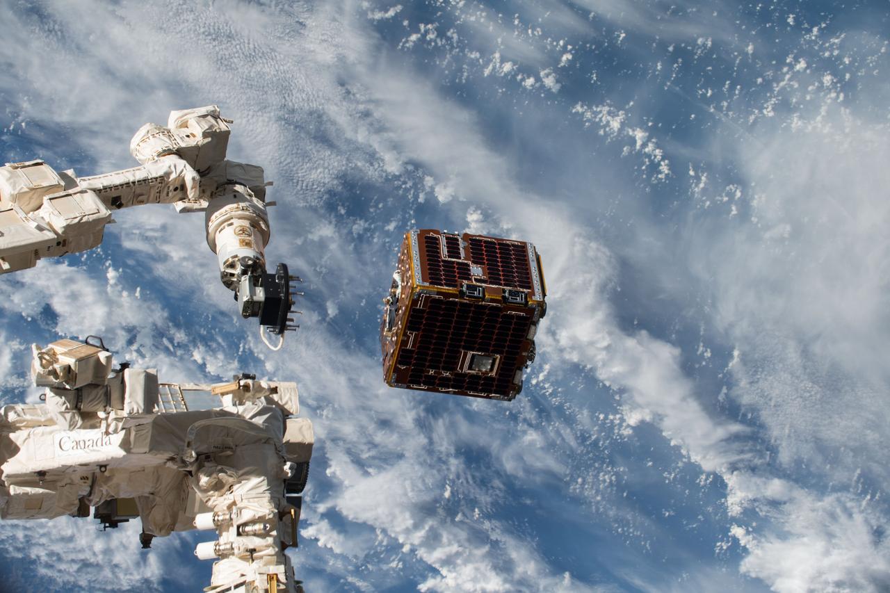 iss056e025331 (6/20/2018) --- Deployment of the NanoRacks-Remove Debris Satellite from the International Space Station (ISS) using the NanoRacks Kaber MicroSat Deployer. NanoRacks-Remove Debris aims to demonstrate key technologies for Active Debris Removal to reduce the risks presented by space debris