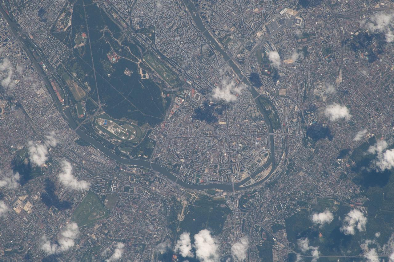 iss056e032686 (June 206, 2018) --- The French capital of Paris, the Seine River and Bois de Boulogne (the dark patch of land surrounded by the Seine) feature prominently in this photograph taken by an Expedition 56 crew member aboard the International Space Station.