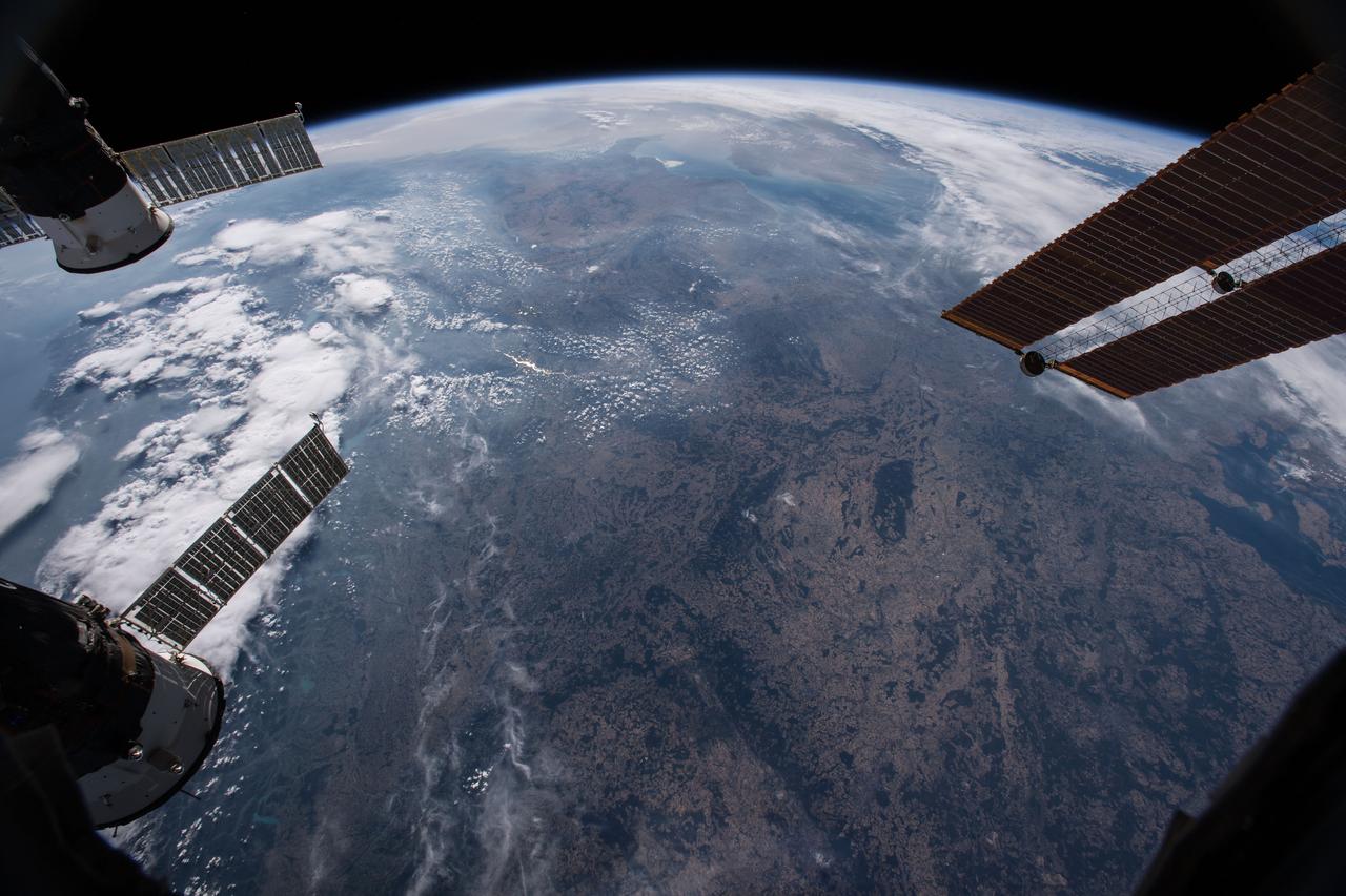 iss056e127079 (Aug. 6, 2018) --- The International Space Station was orbiting above the countries of Germany, Czechia and Poland when an Expedition 56 crew member took this photograph of the European continent with Earth's limb in the background.