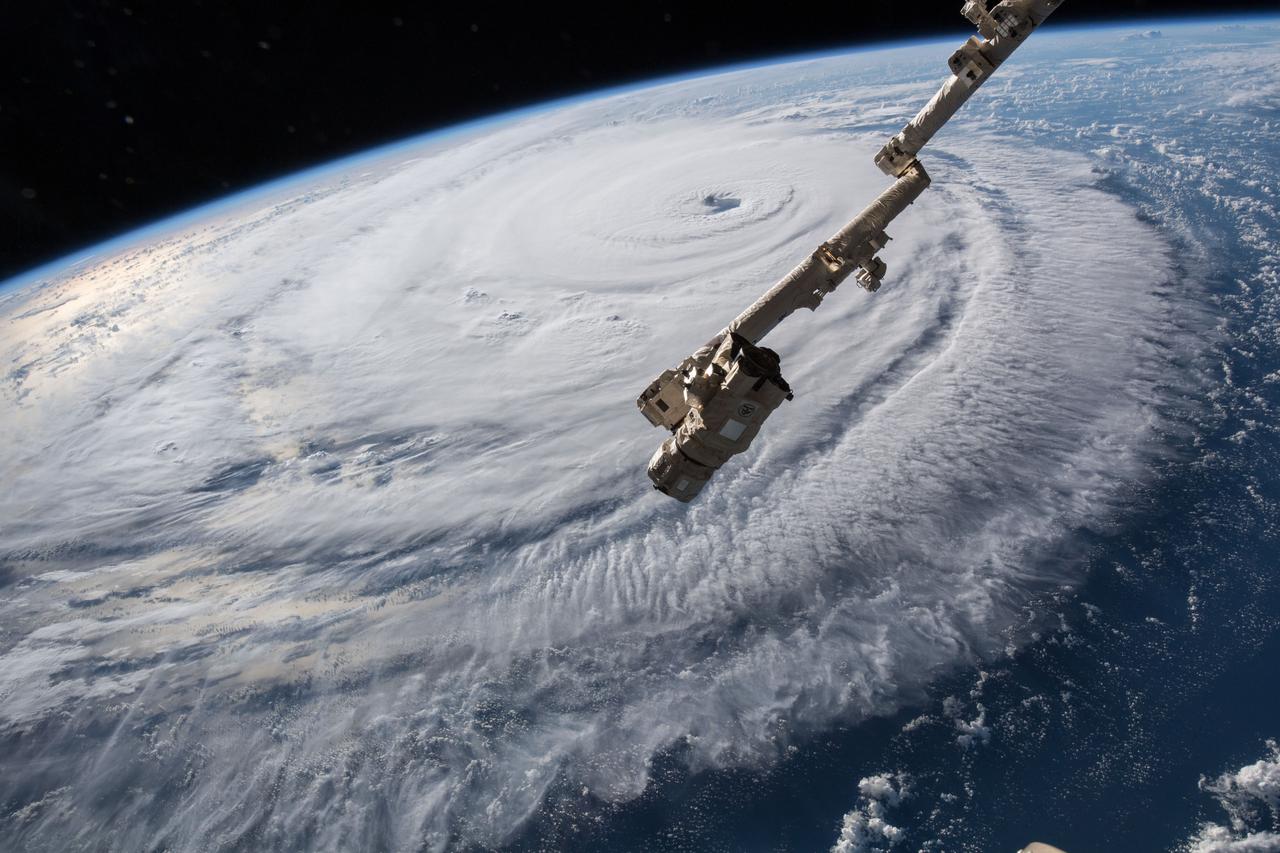 iss056e162175 (Sept. 12, 2018) --- Cameras outside the International Space Station captured a stark and sobering view of Hurricane Florence the morning of Sept. 12 as it churned across the Atlantic in a west-northwesterly direction with winds of 130 miles an hour. The National Hurricane Center forecasts additional strengthening for Florence before it reaches the coastline of North Carolina and South Carolina early Friday, Sept. 14.