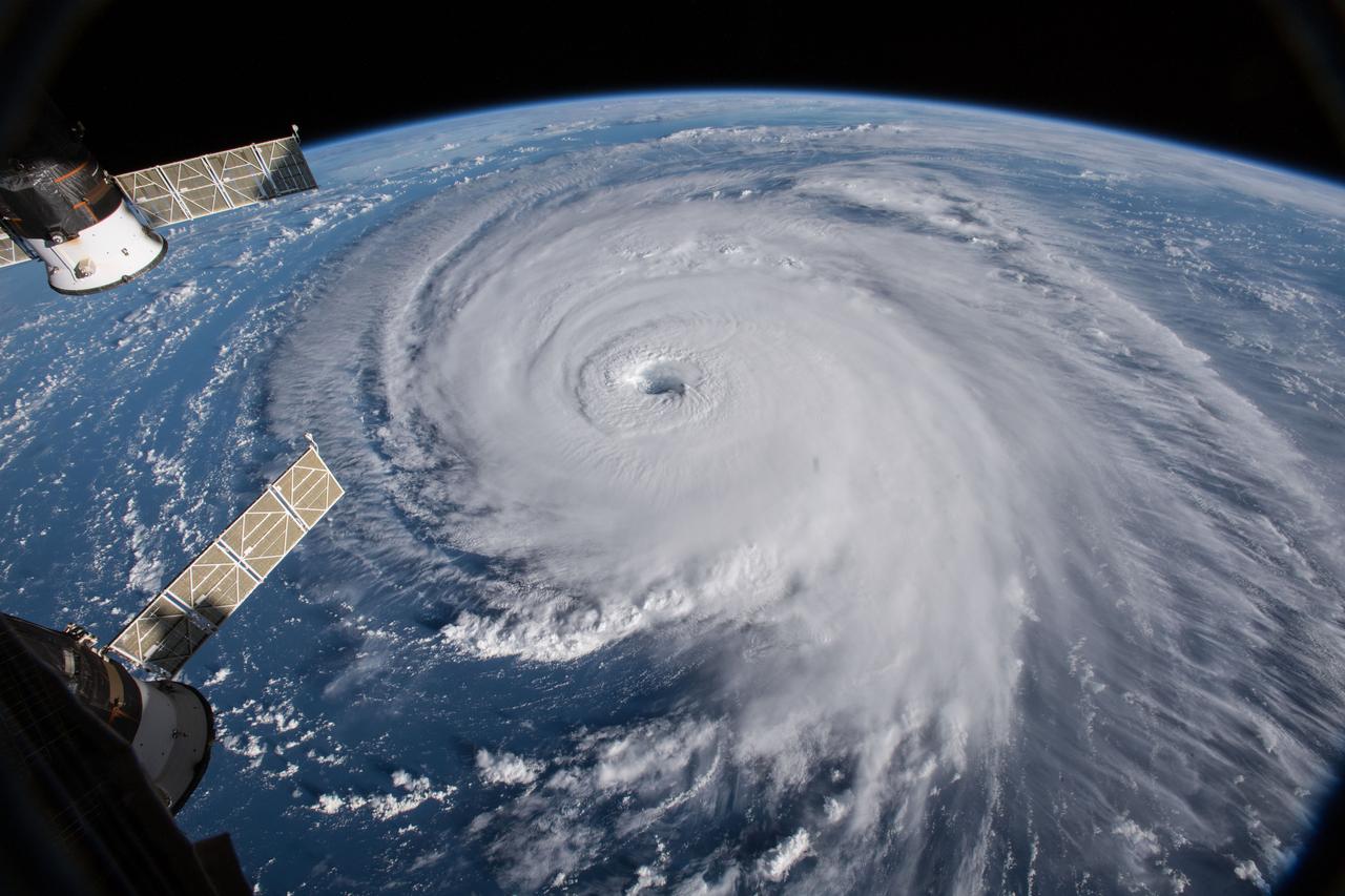 iss056e162202 (Sept. 12, 2018) --- Cameras outside the International Space Station captured a stark and sobering view of Hurricane Florence the morning of Sept. 12 as it churned across the Atlantic in a west-northwesterly direction with winds of 130 miles an hour. The National Hurricane Center forecasts additional strengthening for Florence before it reaches the coastline of North Carolina and South Carolina early Friday, Sept. 14.