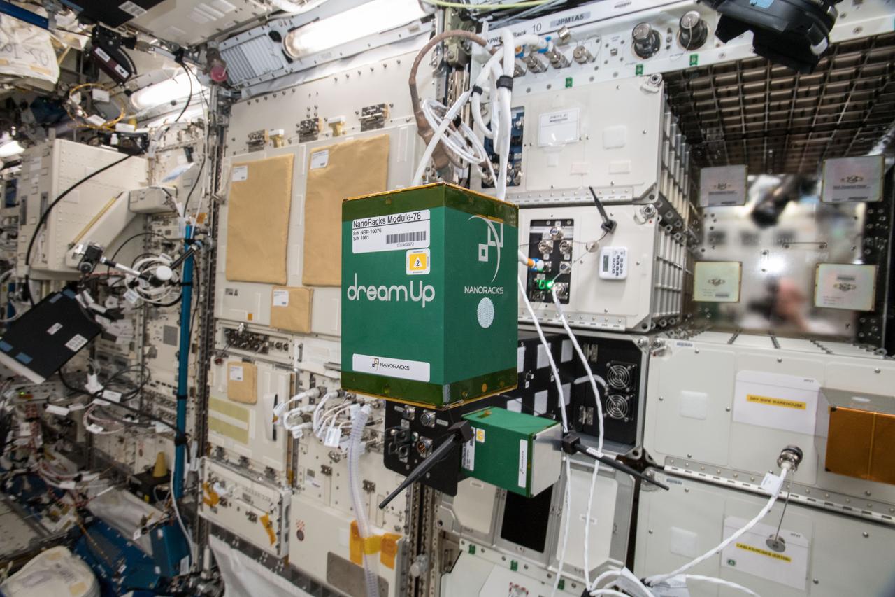 iss057e105655 (11/21/2018) --- A view of the Pump Application using Pulsed Electromagnets for Liquid reLocation (PAPELL) - NanoRacks Module-76 experiment which examines the behavior of special magnetic fluid transport systems to determine how these systems perform in space. PAPELL uses cameras and other automated equipment to monitor exactly how ferrofluids travel across grids of electromagnets and through pipes when manipulated with an electromagnetic field under a range of different conditions. The results will contribute to the development of a low wear, low maintenance pumping system.