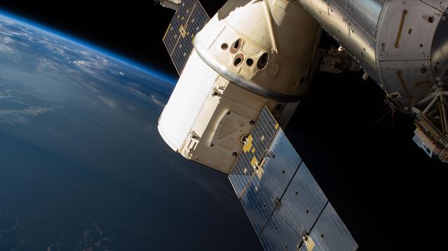 NASA image: The SpaceX Dragon cargo craft above the Indian Ocean