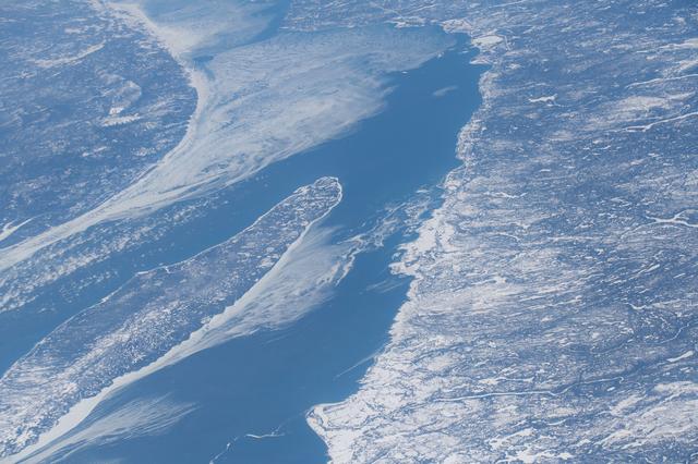 NASA image: The frozen terrain of Anticosti Island in the Gulf of St. Lawrence