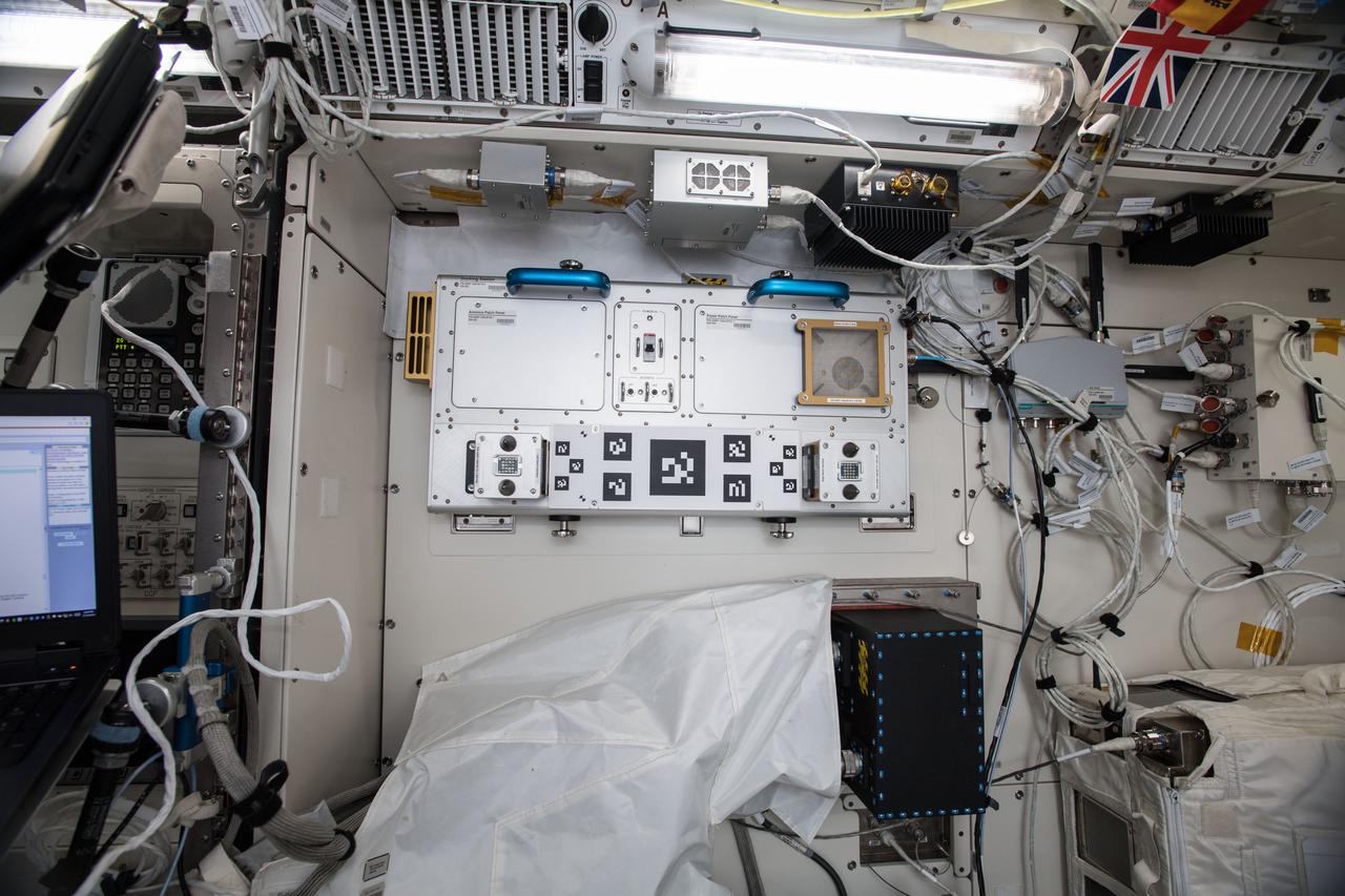 iss058e013773 (2/15/2019) --- A view of the Astrobee docking station onboard the International Space Station (ISS). Astrobee consists of three self-contained, free flying robots and a docking station for use inside the ISS. It is an autonomous free flyer powered by fans and operates in the entire U.S. Operating Segment (USOS) using vision-based navigation. The autonomous robots are operated remotely from the ground.