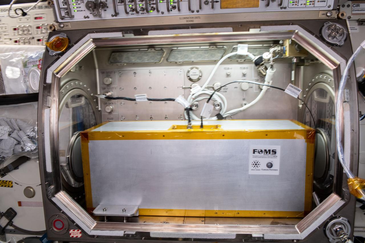 iss059e034705 (4/23/2019) --- A view taken during the installation of the Space Fibers experiment hardware into the Microgravity Science Glovebox (MSG) in the Destiny module aboard the International Space Station (ISS). Manufacturing Fiber Optic Cable in Microgravity (Space Fibers) evaluates a method for producing fiber optic cable from a blend of zirconium, barium, lanthanum, sodium and aluminum, called ZBLAN, in space. ZBLAN produces glass one hundred times more transparent than silica-based glass, exceptional for fiber optics. Microgravity suppresses two mechanisms that commonly degrade fiber, and previous studies showed improved properties in fiber drawn in microgravity compared to that fabricated on the ground.