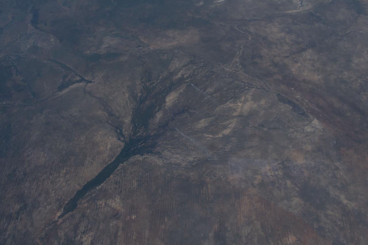 iss059e061058 (May 11, 2019) --- The Okavango Delta, a lush animal habitat during the seasonal floods, in Botswana is pictured from the International Space Station as the orbital complex flew 258 miles above the southern portion of the African continent.