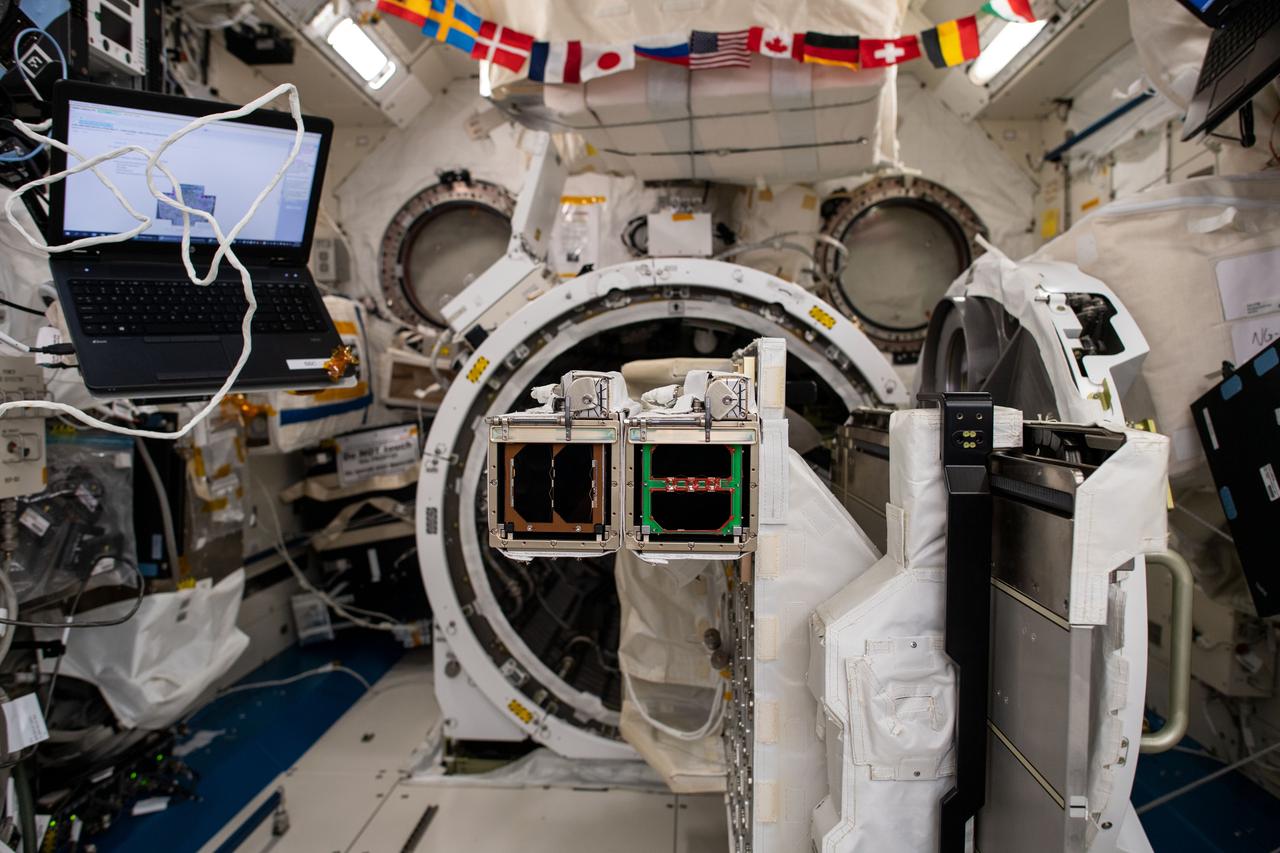 iss059e102911 (6/13/2019 --- Photo documentation taken aboard  the International Space Station (ISS) of the JEM Small Satellite Orbital Deployer #11 (J-SSOD #11) micro-satellite deployment mission. J-SSOD#11 deploys the  BIRDS-3 Project and Spooky-1 satellites. BIRDS-3 Project is a constellation of three 1U CubeSats developed by Japan, Nepal and Sri Lanka. SpooQy-1 is a 3-Unit (3U) CubeSat developed by the National University of Singapore (NUS).