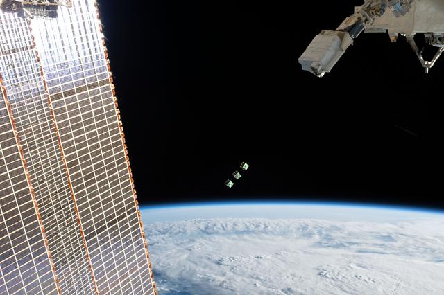 NASA image: JEM Small Satellite Orbital Deployer #11 (J-SSOD #11) micro-satellite deployment mission