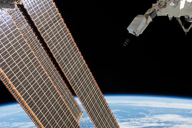 NASA image: JEM Small Satellite Orbital Deployer #11 (J-SSOD #11) micro-satellite deployment mission