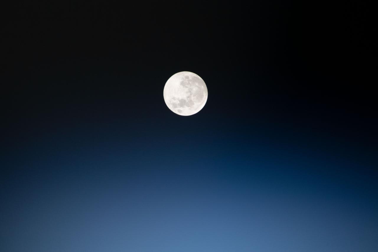 iss060e008815 (July 16, 2019) --- The full moon is pictured as the International Space Station orbited 257 miles above Peru in South America.