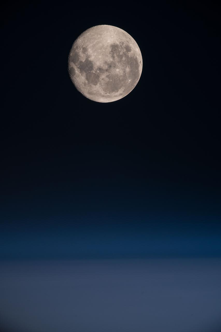 iss060e013471 (July 18, 2019) --- A full Moon is pictured from the International Space Station as the orbiting complex flew 270 miles above the South Pacific Ocean off the coast of South America.