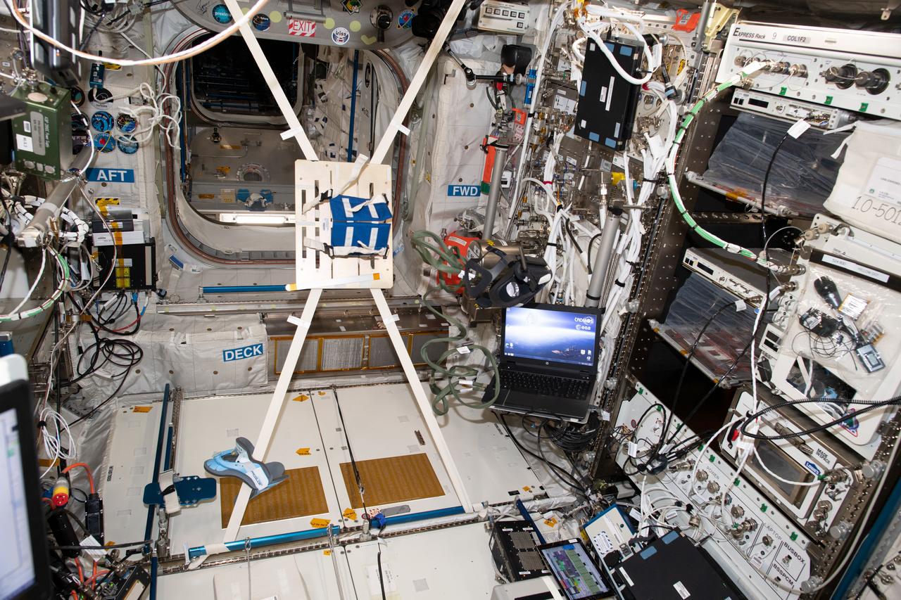 iss060e014594 (7/25/2019) ---Photo documentation during the preparation for the VECTION experiment in the Columbus module aboard the International Space Station (ISS). The objective of The Effect of Long Duration Hypogravity on the Perception of Self-Motion (VECTION) study is to determine to what extent an astronaut's ability to visually interpret motion, orientation, and distance may be disrupted in a microgravity environment, and how it may adapt, and how it may be changed upon return to Earth. Multiple experimental time points inflight and upon return to Earth allows for the adaptation and recovery process to be investigated.