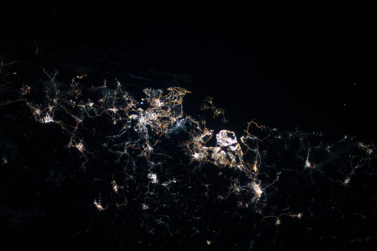iss060e060238 (Sept. 12, 2019) --- This nighttime view shows the port city of Xiamen on China's southeast coast as the International Space Station orbited 255 miles above  the South China Sea.