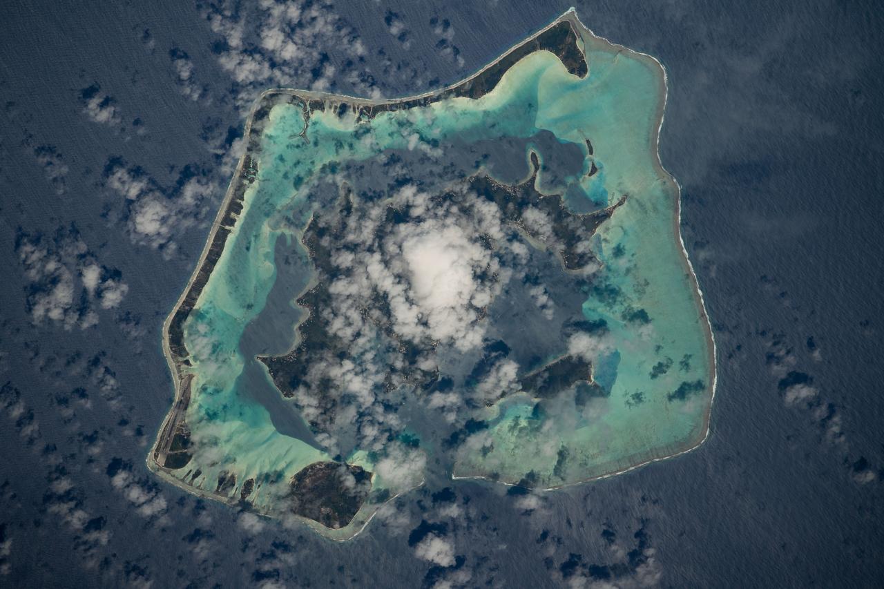 iss061e025964 (Oct. 31, 2019) --- The French Polynesian island of Bora Bora, surrounded by the Bora Main Motu Reef, is pictured as the International Space Station orbited 257 miles above the South Pacific Ocean.