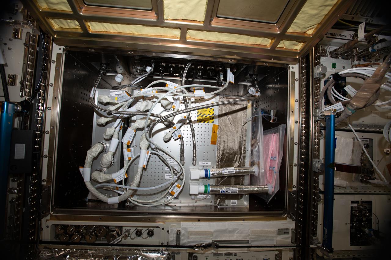 iss061e050296 (11/19/2019) --- A view of the JEM Water Recovery system (JWRS) installed the the Multi-Purpose Small Payload Rack located the the Kibo module aboard the International Space Station (ISS). The JWRS contributes to the development of future Life Support Systems to provide basic needs for astronauts on the space station and exploration missions beyond Earth. The technology in the JWRS has potential applications to improve access to potable water in remote and undeveloped locations on Earth.