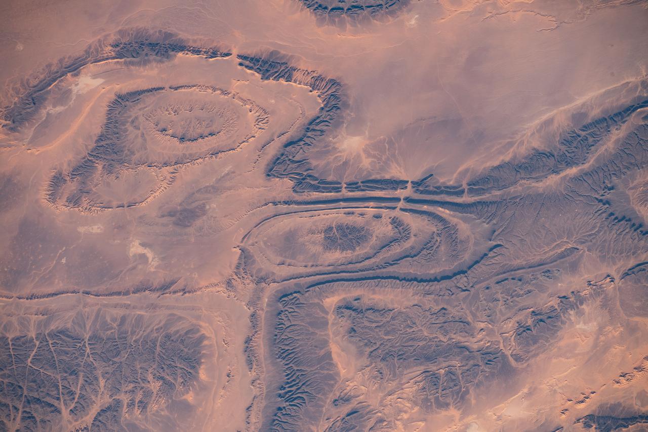 iss061e063421 (Nov. 29, 2019) --- The Ougerta Range of mountains in Algeria is pictured as the International Space Station orbited 258 miles above the African nation.