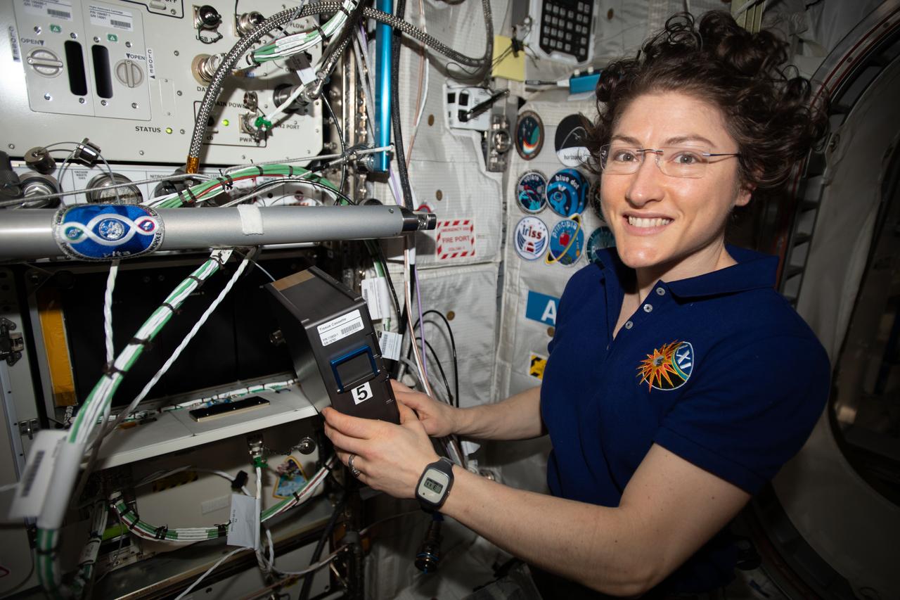 iss061e093837 (Dec. 22, 2019) --- Expedition 61 Flight Engineer and NASA astronaut Christina Koch services the BioFabrication Facility (BFF). The BFF is a 3-D biological printer that manufactures organ-like tissues in microgravity and could become a part of a larger system capable of manufacturing whole, fully-functioning human organs from existing patient cells.