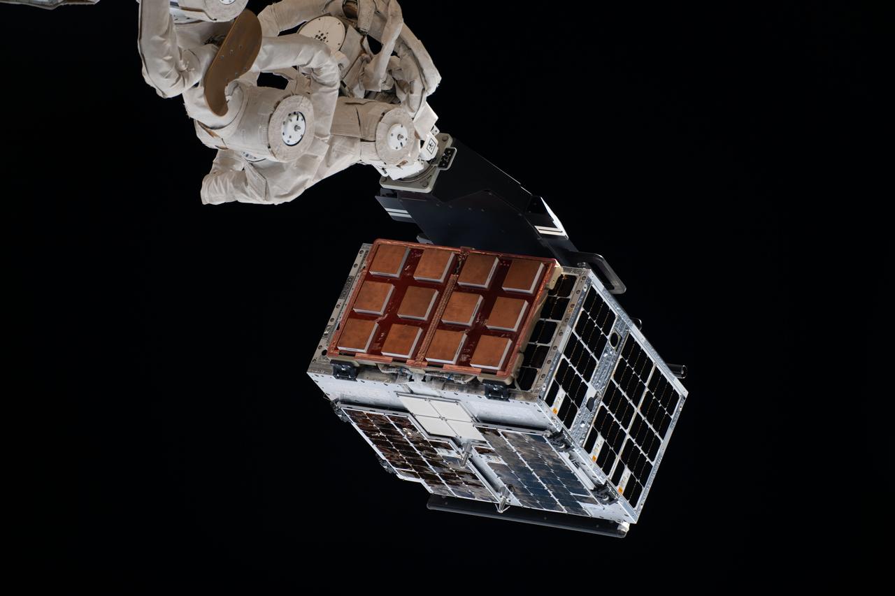 iss061e148283 (1/29/2020) ---  A view taken from the Cupola Module aboard the International Space Station (ISS) of the STPSat-4 deploy. The Space Test Program Satellite-4 (STPSat-4) is a suite automated for robotic space tools and sensors that test new equipment configurations and monitor space conditions. STPSat-4 specifically includes space weather sensors, solar panels, an antenna array and devices for tracking location of both satellites and their astronomic surroundings. This project demonstrates how a range of new technologies can be integrated on nanosatellite platforms.