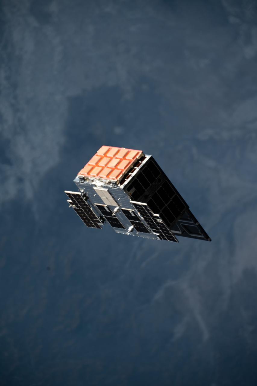 iss061e148634 (1/29/2020) --- A view taken from the Cupola Module aboard the International Space Station (ISS) of the STPSat-4 deploy. The Space Test Program Satellite-4 (STPSat-4) is a suite automated for robotic space tools and sensors that test new equipment configurations and monitor space conditions. STPSat-4 specifically includes space weather sensors, solar panels, an antenna array and devices for tracking location of both satellites and their astronomic surroundings. This project demonstrates how a range of new technologies can be integrated on nanosatellite platforms.