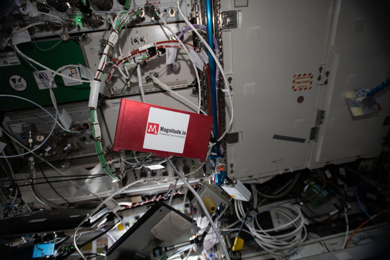 iss062e102715 (3/19/2020) --- A view of the Symbiotic Leguminous Nitrogen Fixation CubeLab onboard the International Space Station (ISS). Nitrogen Fixation of Leguminous Species in MicroG (Symbiotic Leguminous Nitrogen Fixation) explores microgravity’s effects on the growth and development of Vigna unguiculata, a legume capable of biological nitrogen fixation.