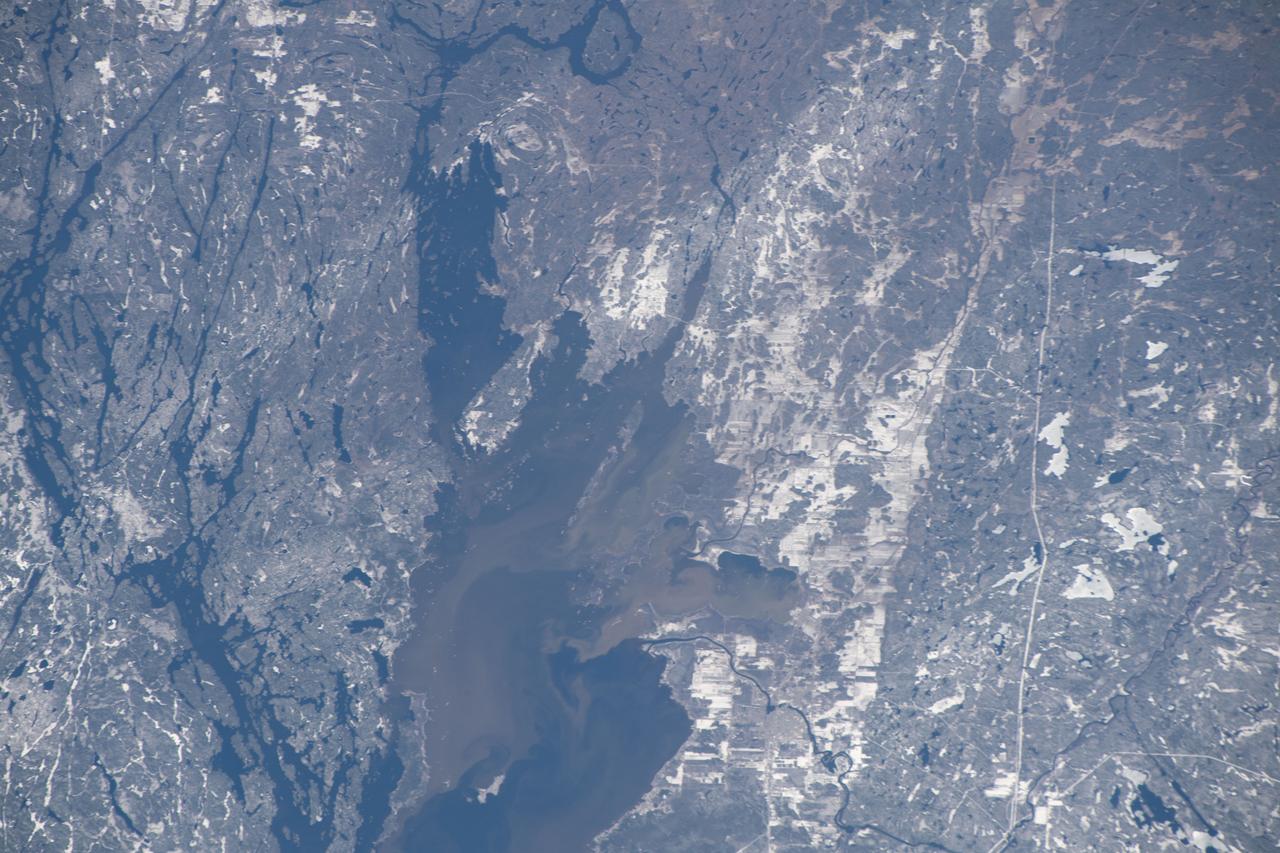 iss063e002575 (April 22, 2020) --- Canada's Lake Nipissing is pictured from the International Space Station as it was orbiting over the province of Ontario.