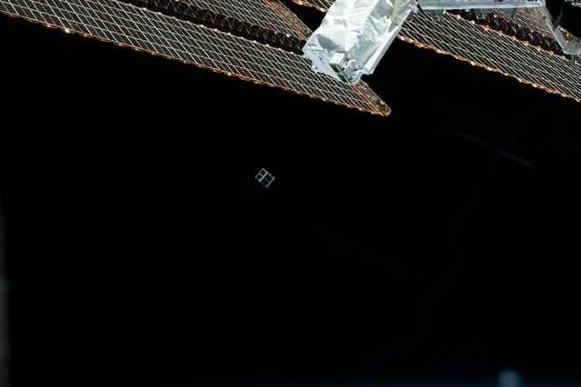 NASA image: JEMRMS Small Satellite Deployment Observation