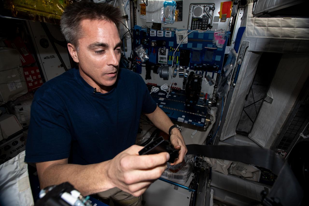iss063e010102 (May 8, 2020) --- NASA astronaut and Expedition 63 Commander Chris Cassidy is pictured in the International Space Station's Harmony module working on maintenance tasks.