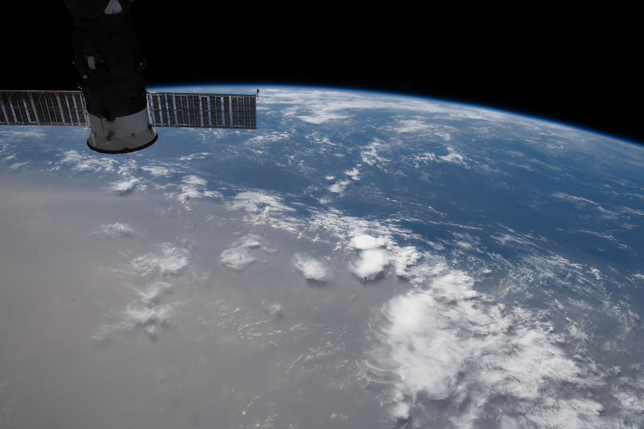 iss063e032007 (June 21, 2020) --- What looks like land is actually a Saharan dust cloud that has blown over the Atlantic Ocean and is nearing the Caribbean Sea.