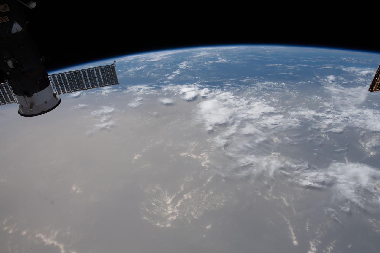 iss063e032020 (June 21, 2020) --- What looks like land is actually a Saharan dust cloud that has blown over the Atlantic Ocean and is nearing the Caribbean Sea.