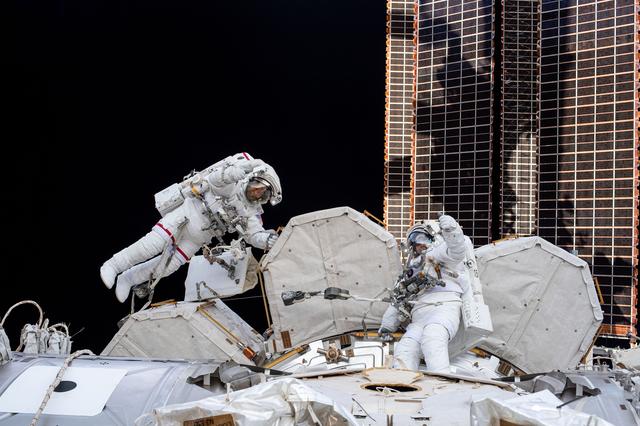 NASA image: NASA spacewalkers Bob Behnken and Chris Cassidy