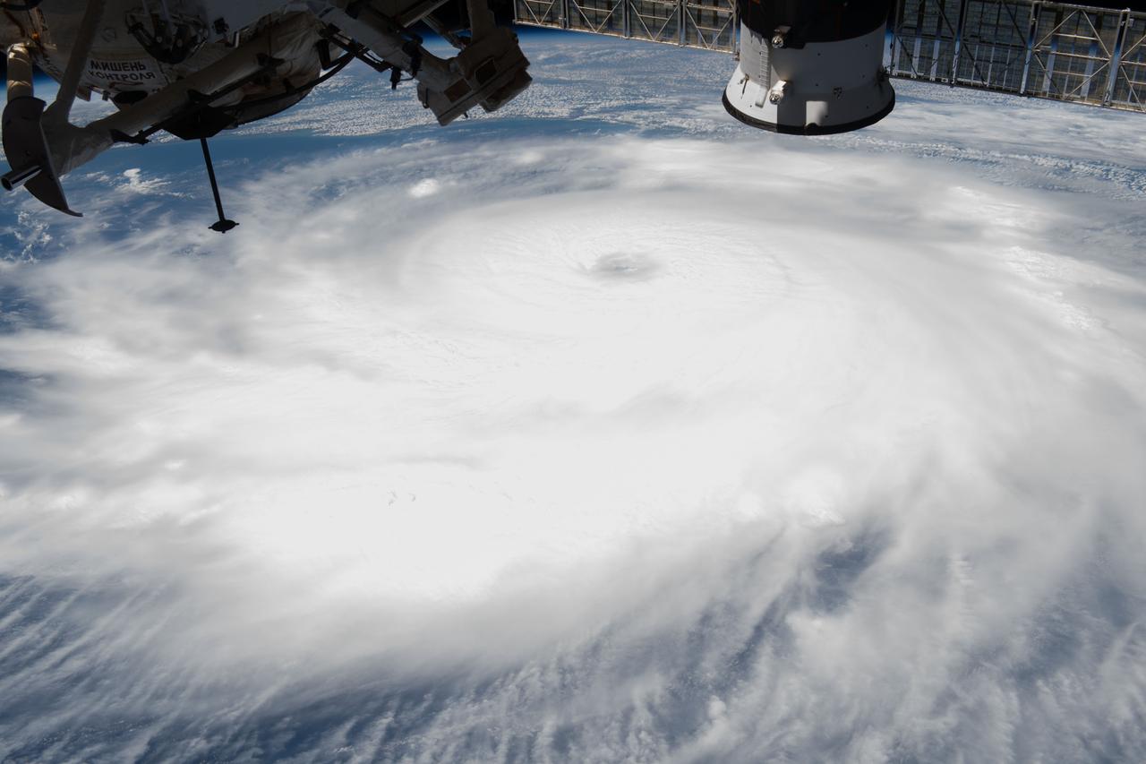 iss063e078403 (Aug. 26, 2020) --- Hurricane Laura is pictured Wednesday afternoon off the coast of the Texas-Louisiana border as the International Space Station orbited above the Gulf of Mexico.