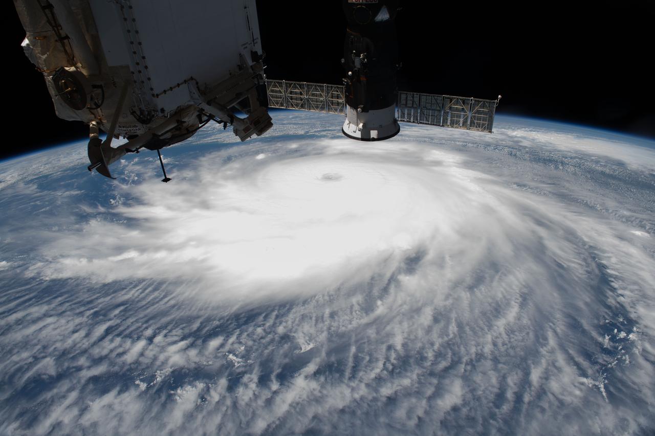 iss063e078406 (Aug. 26, 2020) --- Hurricane Laura is pictured Wednesday afternoon off the coast of the Texas-Louisiana border as the International Space Station orbited above the Gulf of Mexico.