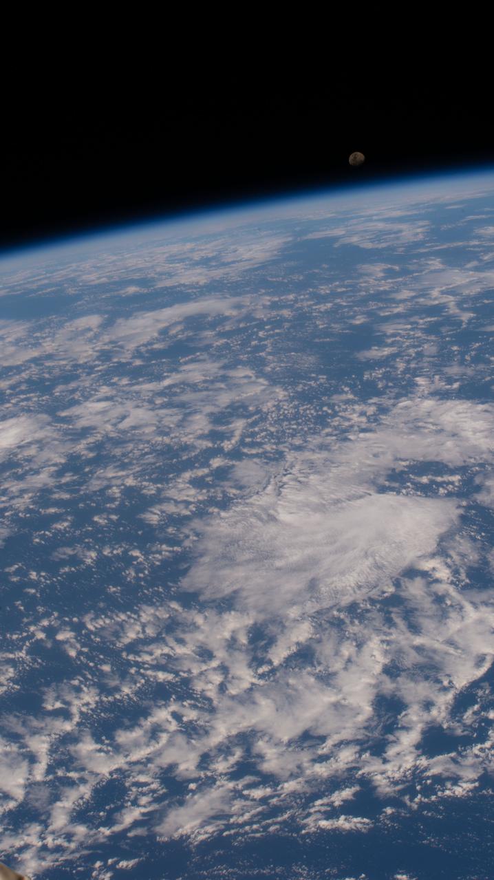 iss063e081151 (Aug. 29, 2020) --- A waxing gibbous moon is pictured above the Earth's horizon as the International Space Station orbited above the Atlantic Ocean off the coast of Brazil.