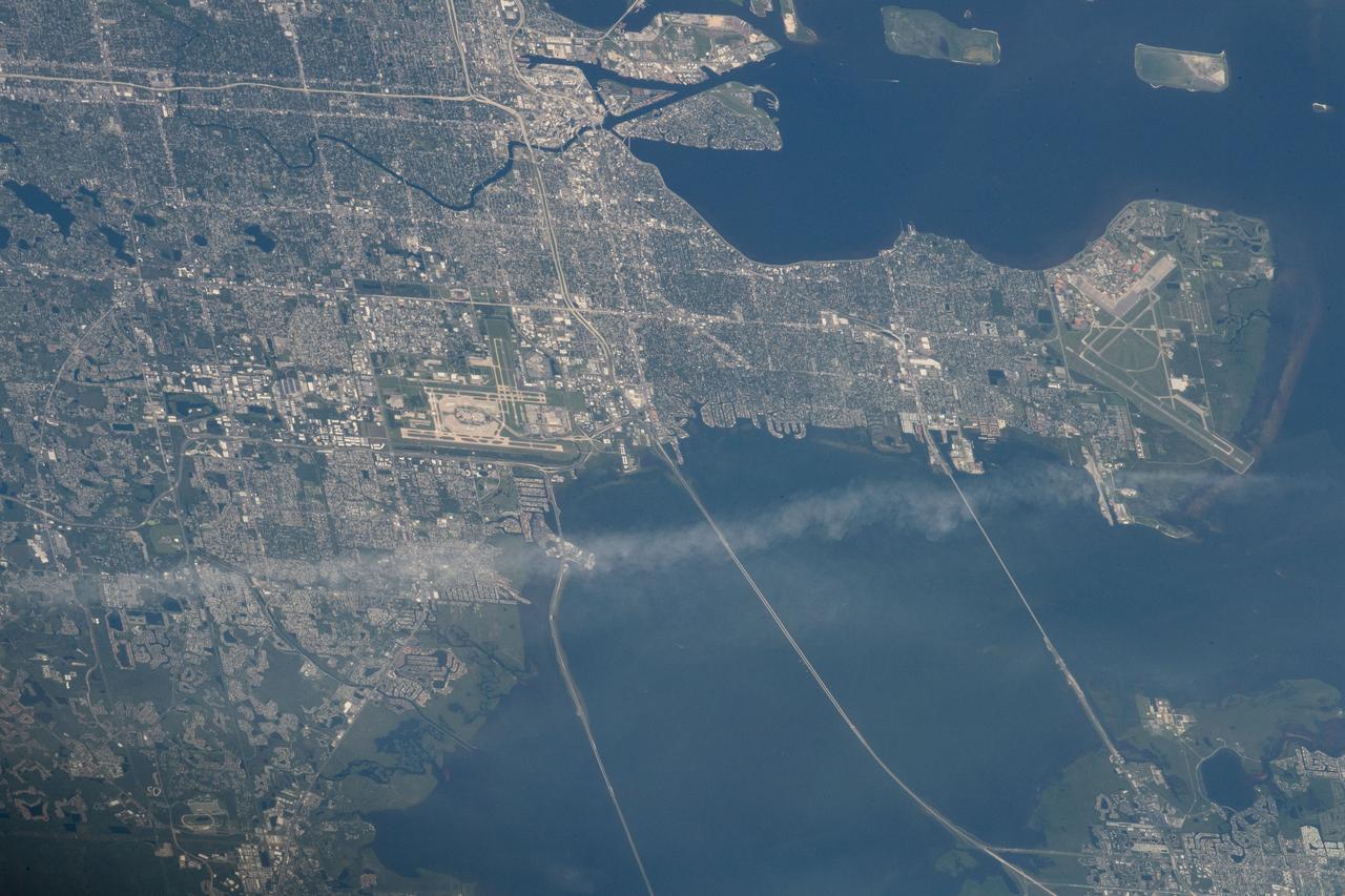iss063e084779 (Sept. 4, 2020) --- Tampa, Florida on Tampa Bay is pictured from the International Space Station as it orbited on a southeastern trek above the Sunshine State and into the Atlantic Ocean.
