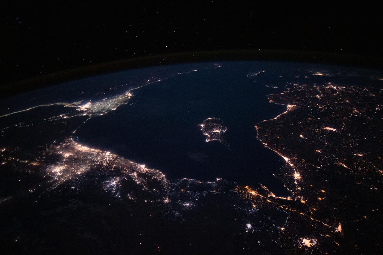 Night Earth Observations taken by Expedition 63 crew.  Folder indicates:  Nile River delta taken with 24mm lens.
