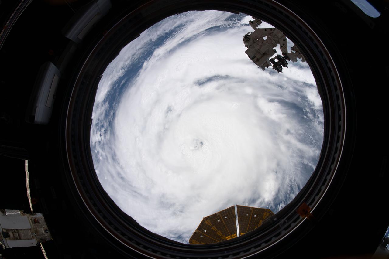 iss065e319500 (Aug. 28, 2021) --- Hurricane Ida is pictured as a category 2 storm in this near bird's-eye view from the International Space Station as it orbited 263 miles above the Gulf of Mexico.