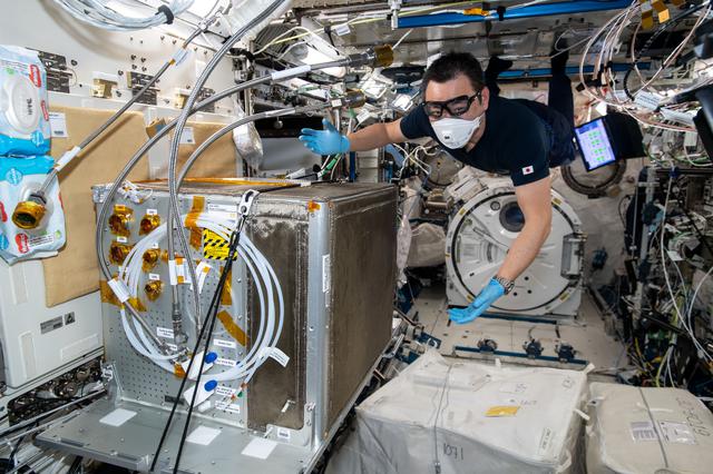 NASA image: JEM Water Recovery System (JWRS) Gas Trap and Bypass Line Installaiton