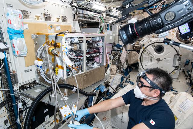 NASA image: JEM Water Recovery System (JWRS) Gas Trap and Bypass Line Installaiton